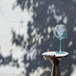 Silk Drink Marker – Glass Veil™ – Hand Stitched in Los Angeles – Nude with Snowdrop Flower Bud Bead – Elegant Mother’s Day Gift – Alternative to Drink Charms (Snowdrop)