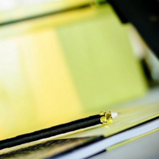 made-to-order yellow and black set of card box encrusted with Swarovski crystals, sign in pen and book with crocodile texture