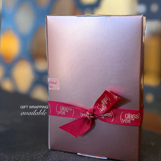 rose gold gift box with personalized ribbon